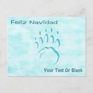 Carte Postale Feliz Navidad - Empreinte de patte de l'ours polai