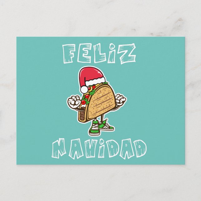 Carte Postale Feliz Navidad Mexican Christmas Père Noël Taco (Devant)