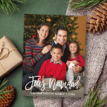 Carte Postale Feliz Navidad Modern Brascript Photo Famille<br><div class="desc">Script moderne Feliz Navidad Family Photo Joyeux Noël Carte de vacances</div>