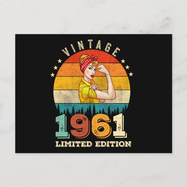 Carte Postale Femme 61 Ans Anniversaire 1961 Vintage 61e Anniver (Devant)