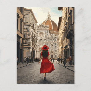 Carte Postale Femme à Florence Italie Voyage