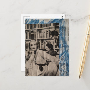 Carte Postale Femme à la bibliothèque dans l'ère des années 1930