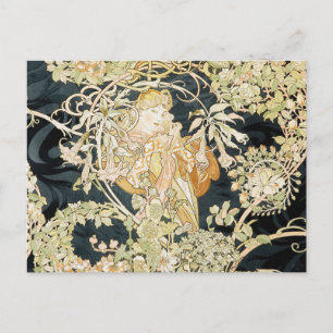 Carte Postale Femme à la Marguerite de Mucha