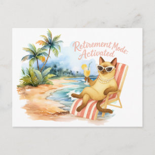 Carte Postale Femme à la retraite amoureuse des chats sur la pla