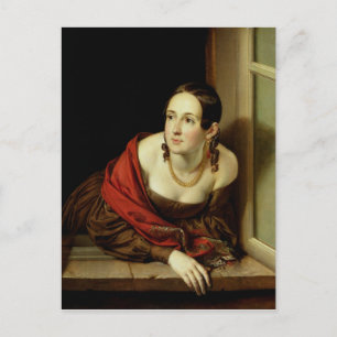 Carte Postale Femme à sa fenêtre ou, La femme d'une
