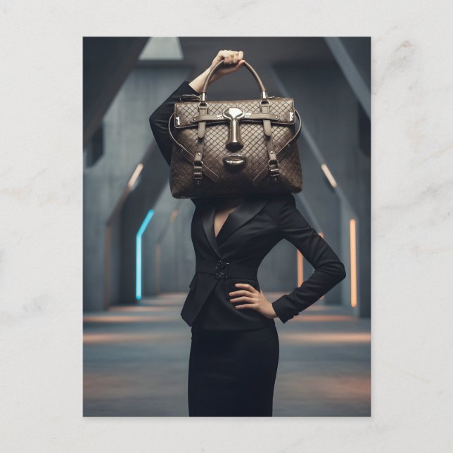 Carte Postale Femme abstraite avec sac (Devant)