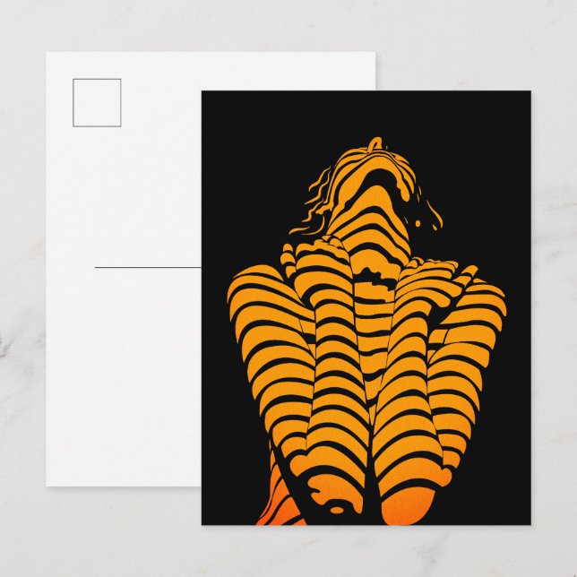 Carte Postale Femme Abstraite Silhouette Moderne Expressive (Devant / Derrière)