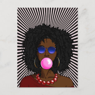 Carte Postale Femme Afro-Américaine Bubble gum Pop art