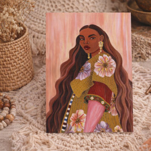 Carte Postale Femme Afrobohémienne Vibrante Peignant Bohème