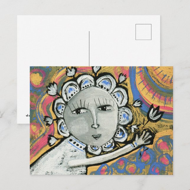 Carte Postale Femme aime les fleurs (Devant / Derrière)