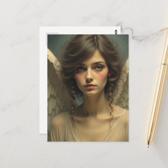 Carte Postale Femme Ange Belle (Devant/Arrière en situation)