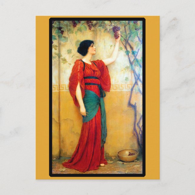 Carte Postale Femme Art déco et raisins (Devant)
