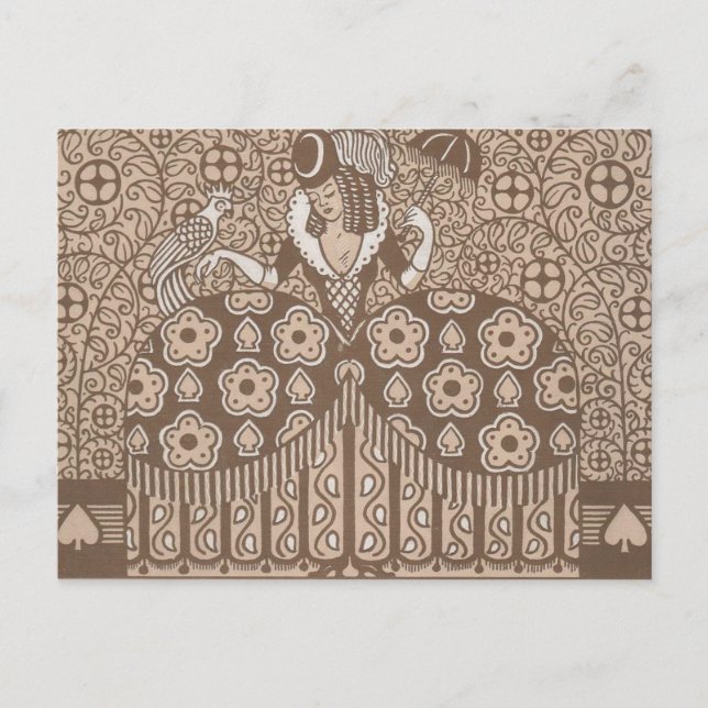 Carte Postale Femme Art Déco vintage en robe (Devant)