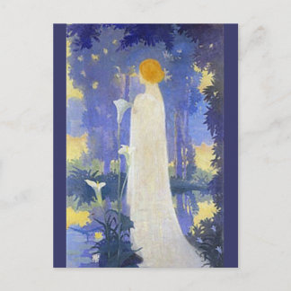 Carte Postale Femme Art Nouveau avec Calla Lilies