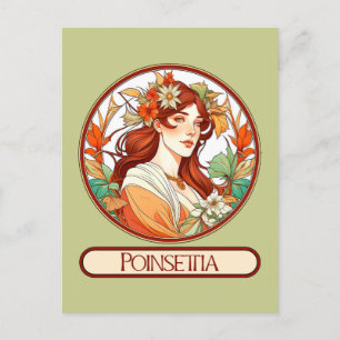 Carte Postale Femme Art Nouveau Poinsettia