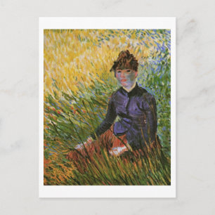 Carte Postale Femme assise dans l'Herbe Van Gogh Art
