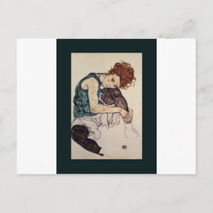 Carte Postale Femme assise Egon Schiele Artiste-peintre autrichi