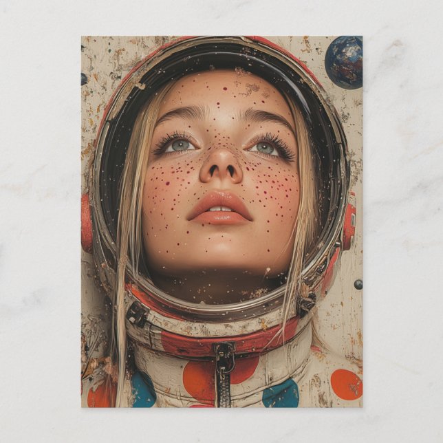 Carte Postale femme astronaute (Devant)