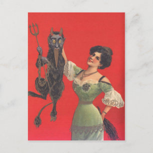 Carte Postale Femme attrapée par Krampus