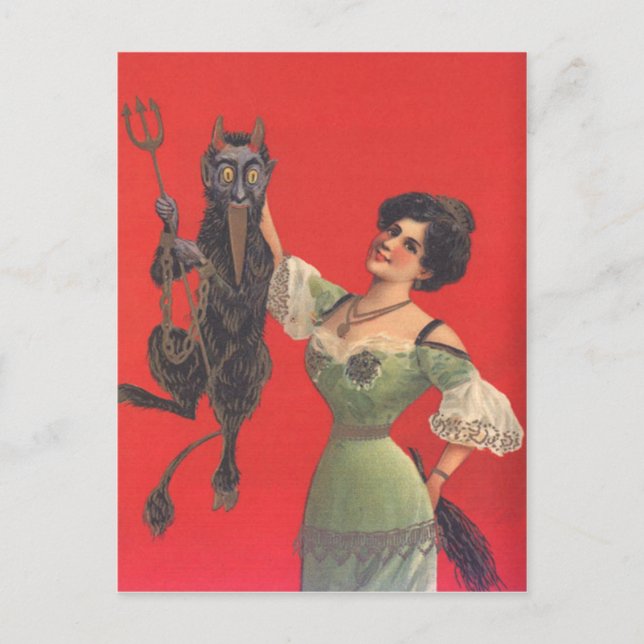 Carte Postale Femme attrapée par Krampus (Devant)