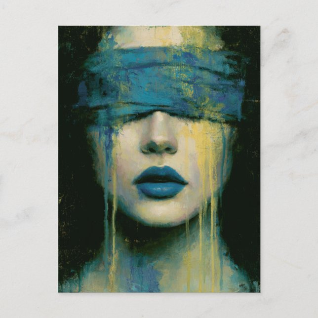 Carte Postale Femme au bandeau bleu (Devant)