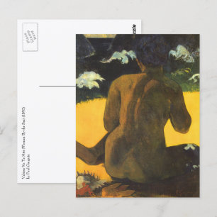 Carte Postale Femme au bord de la mer par Paul Gauguin, Vintage 