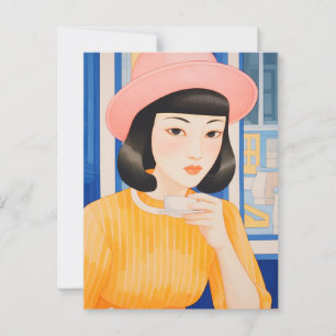 Carte Postale Femme au Café
