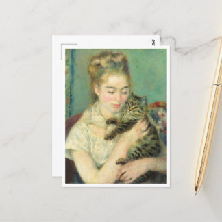 Carte Postale Femme au chat par Auguste Renoir