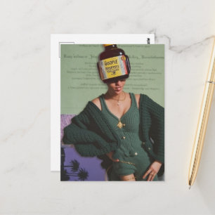 Carte Postale Femme au miel surréaliste Collage de médias mixtes