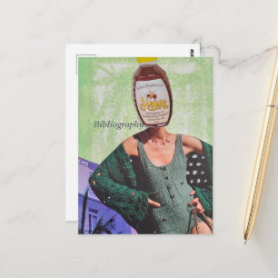 Carte Postale Femme au miel surréaliste Collage de médias mixtes