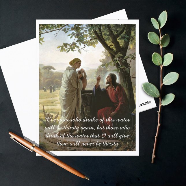 Carte Postale Femme au puits, religieuse (Créateur téléchargé)