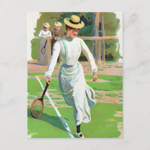 Carte Postale Femme au tennis, vers 1900