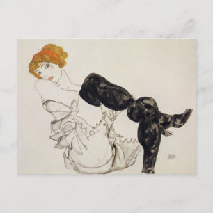 Carte Postale Femme aux bas noirs par Egon Shiele