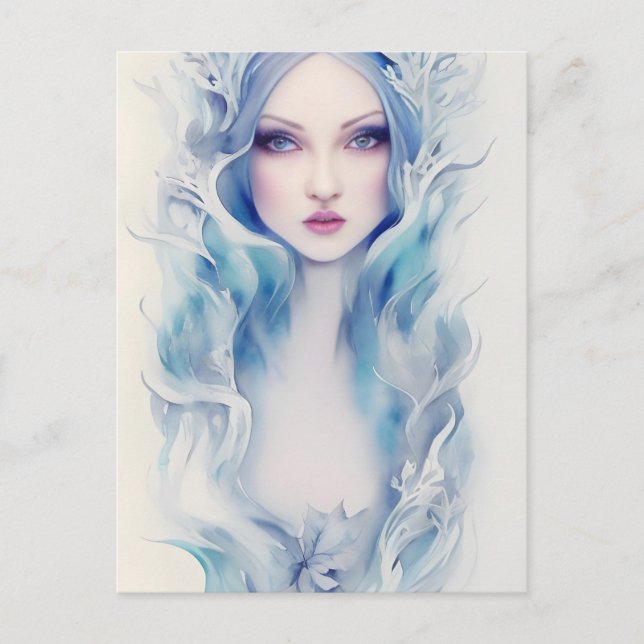 Carte Postale Femme Aux Cheveux Bleus (Devant)
