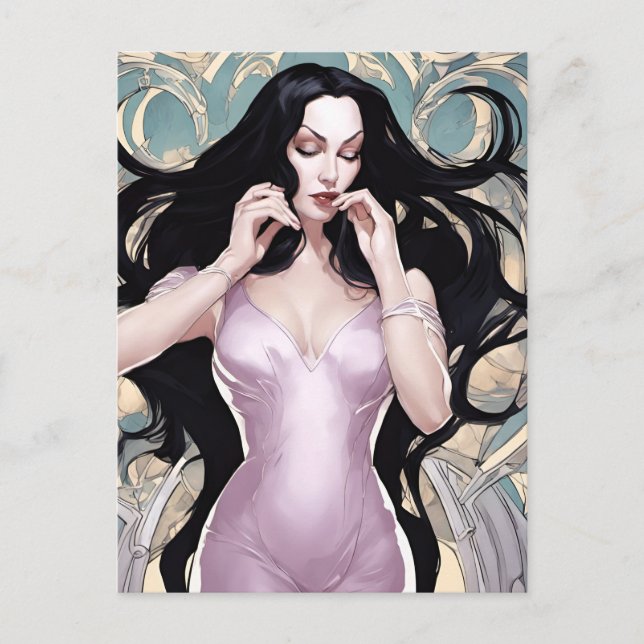 Carte Postale Femme Aux Cheveux Longues (Devant)
