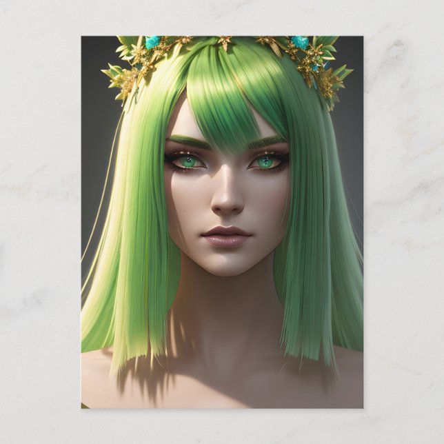 Carte Postale Femme aux cheveux verts (Devant)