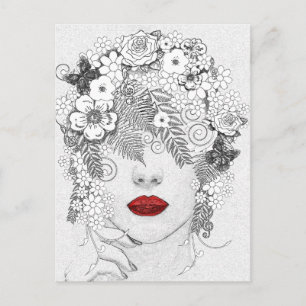 Carte Postale Femme aux lèvres rouges