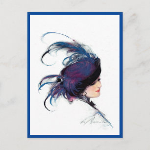 Carte Postale Femme aux oiseaux bleus