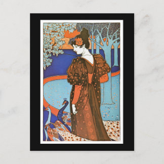 Carte Postale Femme aux paons - Louis Rhead
