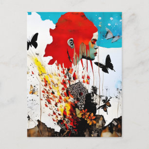 Carte Postale Femme aux papillons