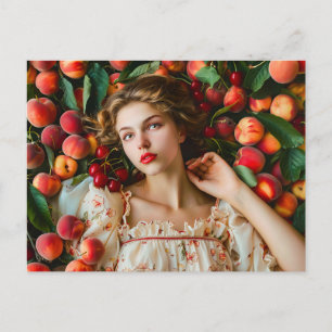 Carte Postale Femme aux pêches et aux cerises