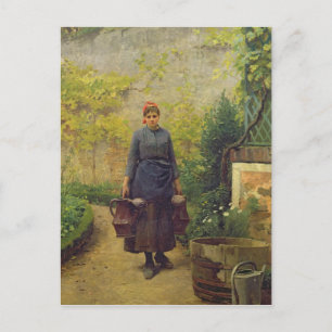 Carte Postale Femme avec canettes d'eau