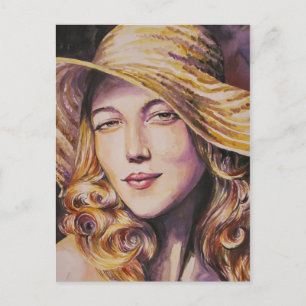 Carte Postale Femme avec casquette