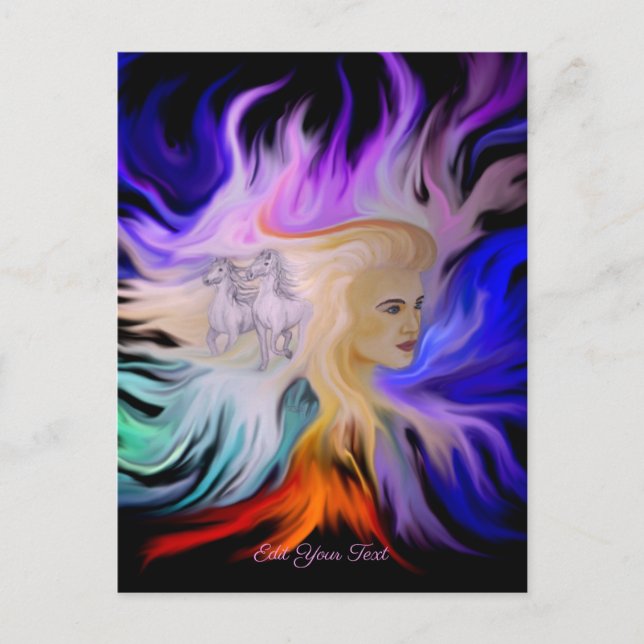 Carte Postale Femme avec cheval (Devant)