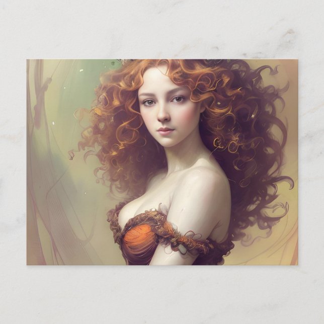 Carte postale Femme avec cheveux bouclés (Devant)