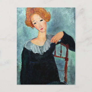 Carte Postale Femme avec cheveux rouges tableau d'Amedeo Modigli