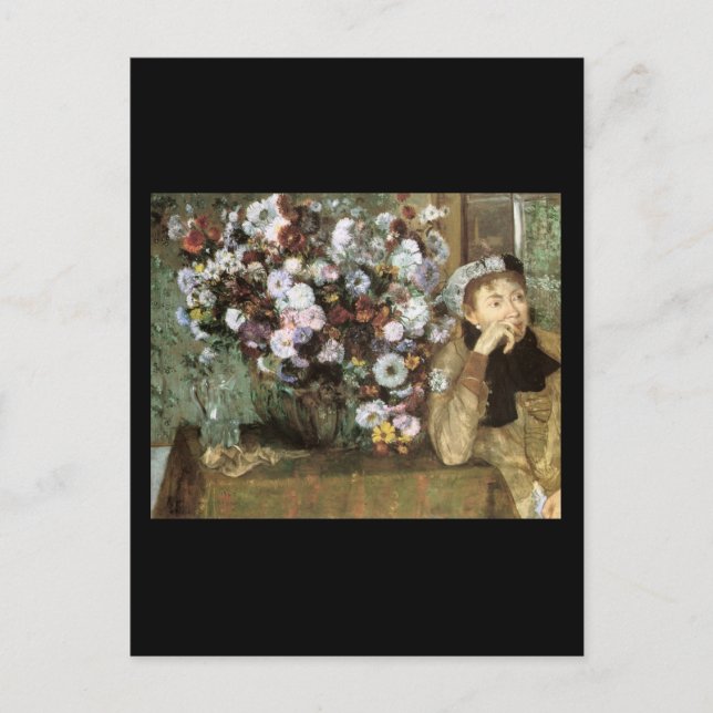 Carte Postale Femme Avec Chrysanthemum (Devant)