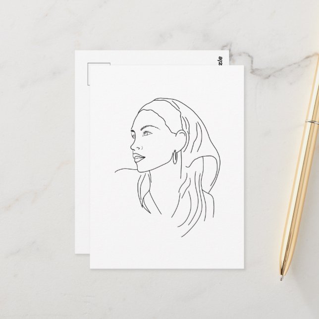 Carte Postale Femme avec Écharpe (Devant/Arrière en situation)