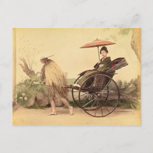Carte Postale Femme avec parasol, Japon Vintage