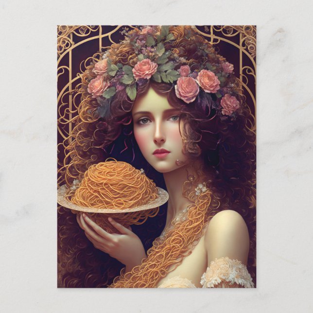 Carte Postale Femme Avec Spaghetti (Devant)